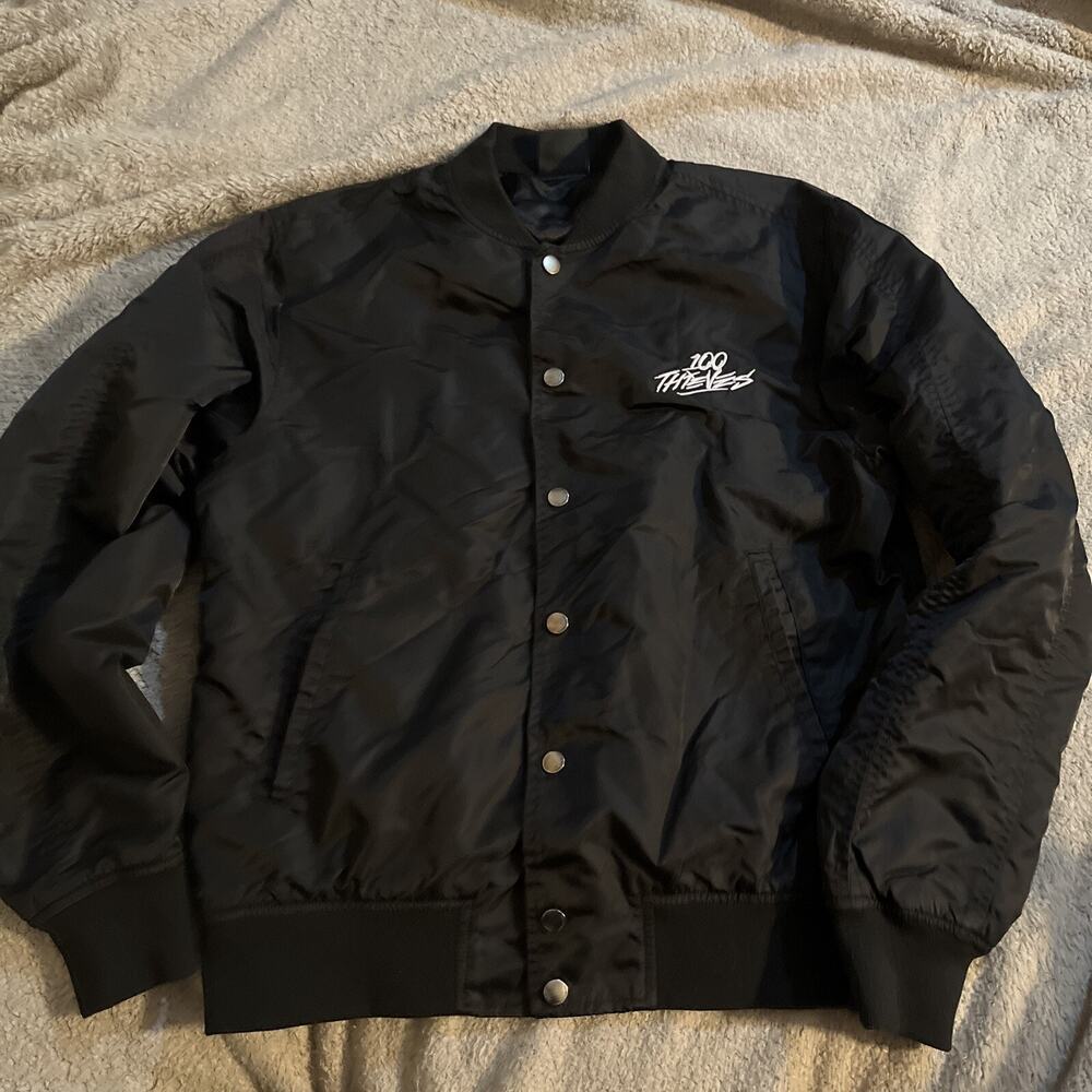 100 Thieves Foundations FW’23 Jacket Mens S Black Snap Button EUC